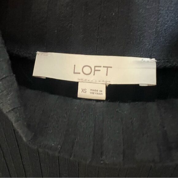 Loft Black Ribbed Long Sleeve Mock Neck Midi Dress - Picture 5 of 6